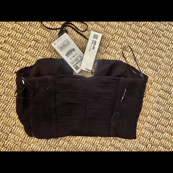 ZARA - black cross tie crop top - size M-NWT - Picture 2 of 4